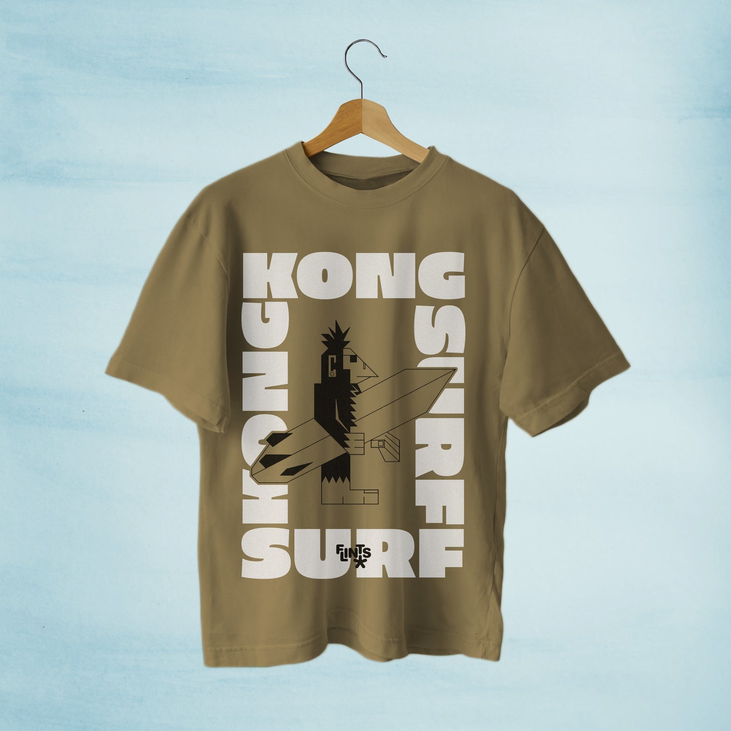 Kong Surf #2 : Beige Oversized Roundneck T-shirt