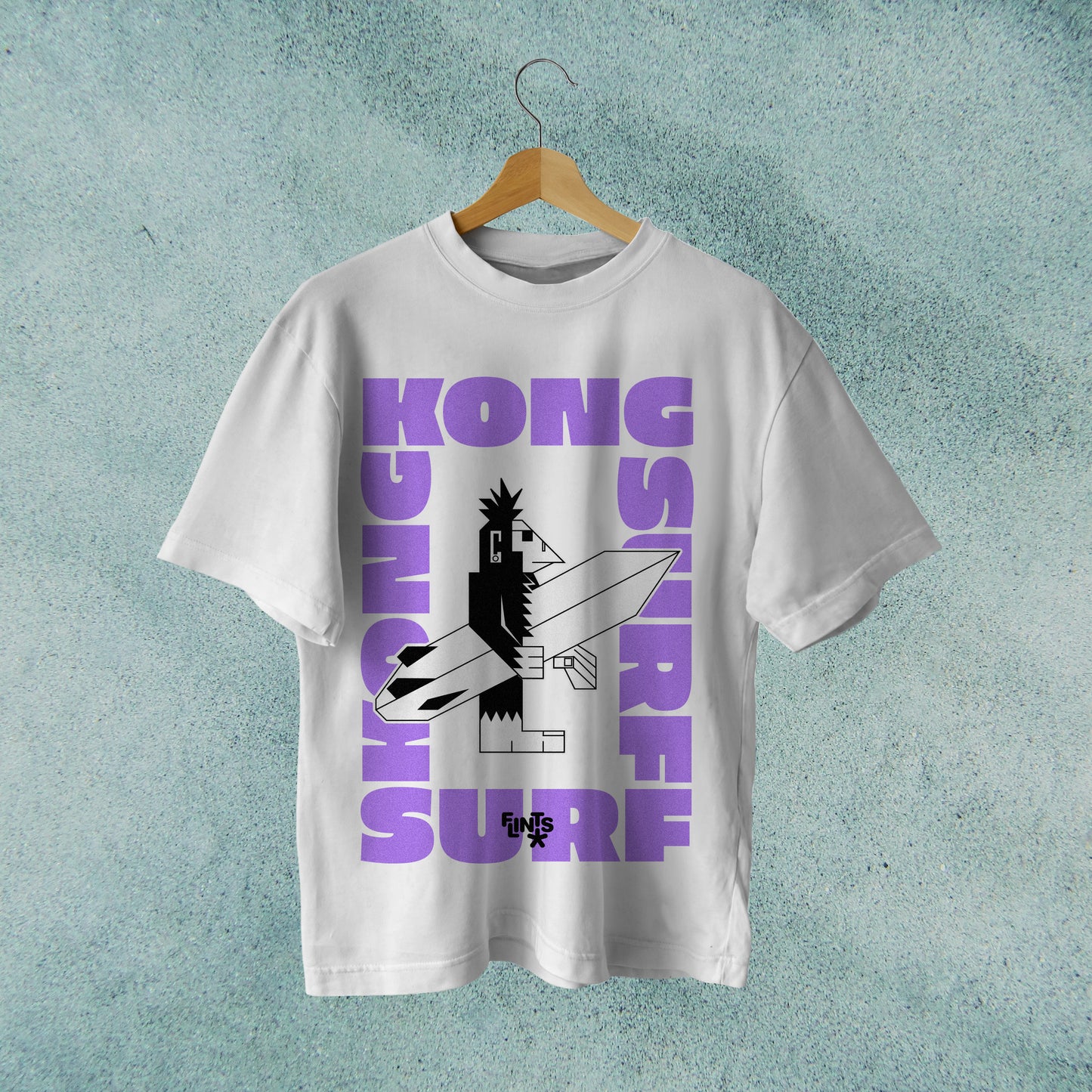 Kong Surf #2 : White Oversized Roundneck T-shirt