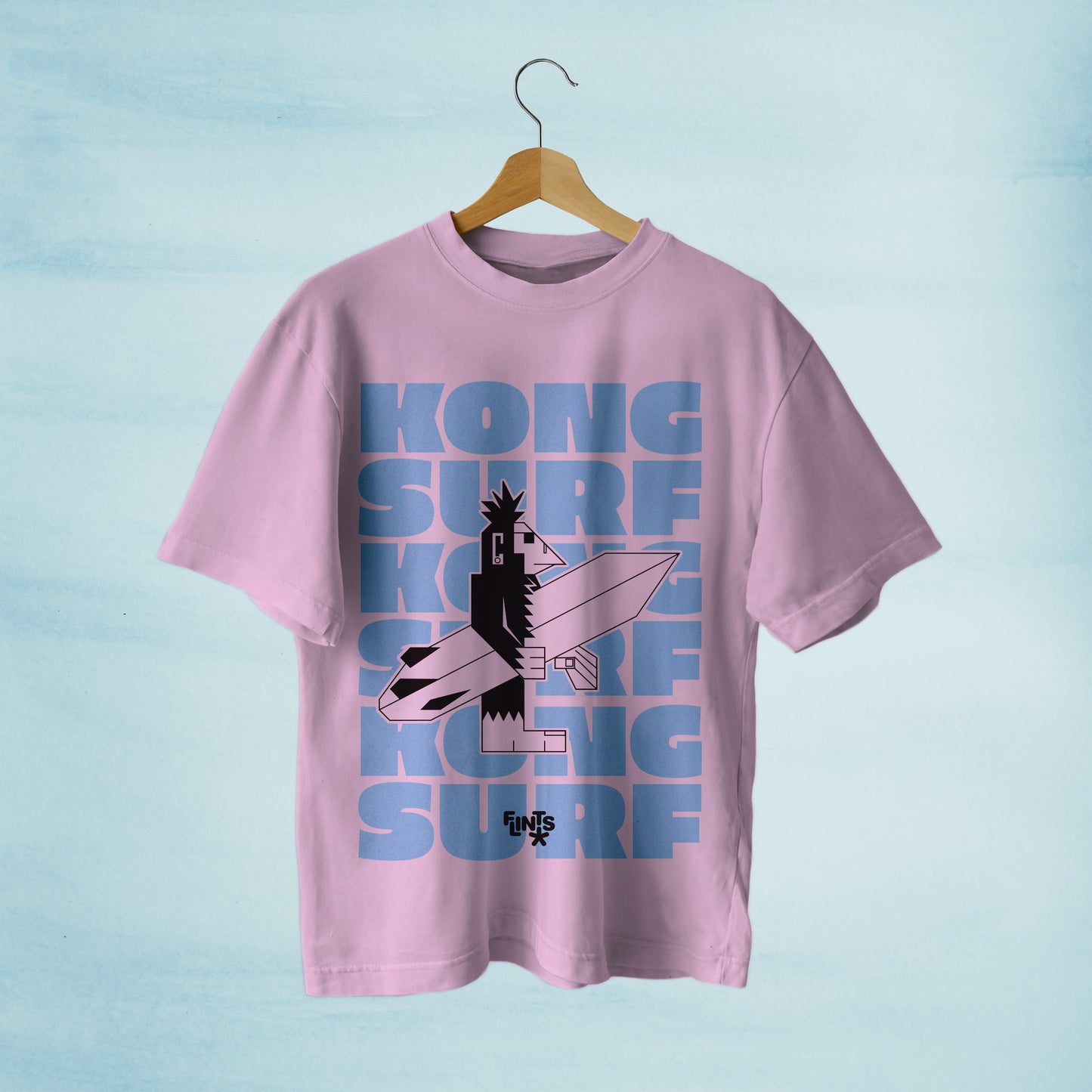 Kong Surf #3 : Pink Oversized Roundneck T-shirt