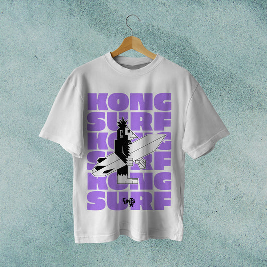 Kong Surf #3 : White Oversized Roundneck T-shirt
